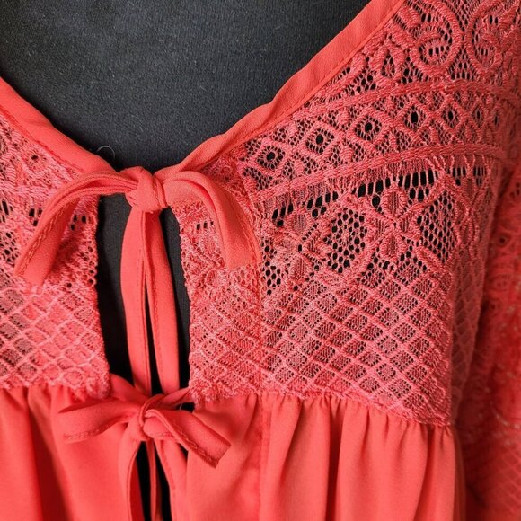Kaktus Red Lace Boho-Style Open Front blousesize small - Picture 3 of 8